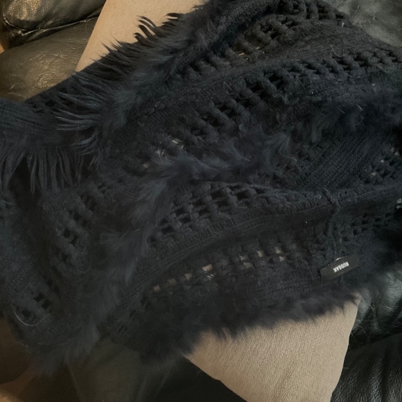Rudsak Authentic black Rabbit fur and Wool infinity scarf - Picture 7 of 8